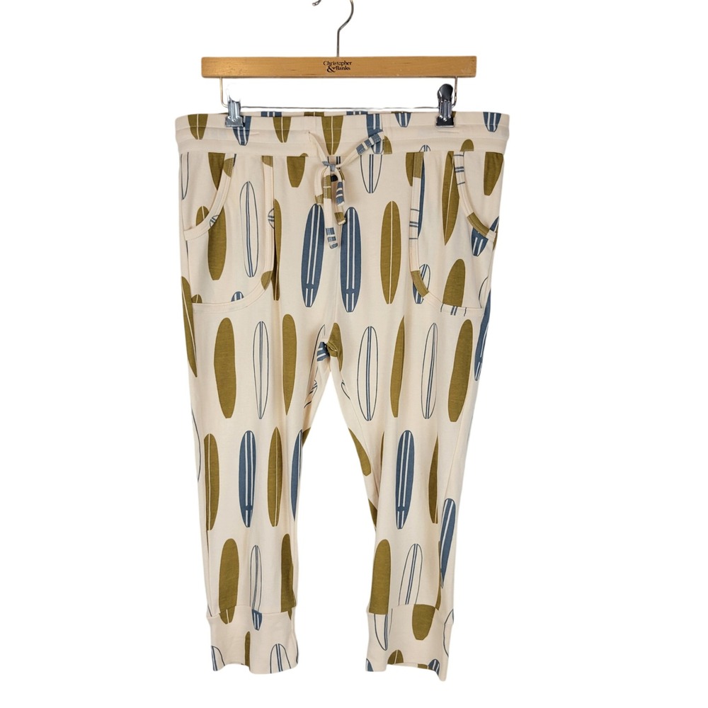 Kate Quinn Organic Cotton Longboard Lounge Pants Size Large Cropped Capri